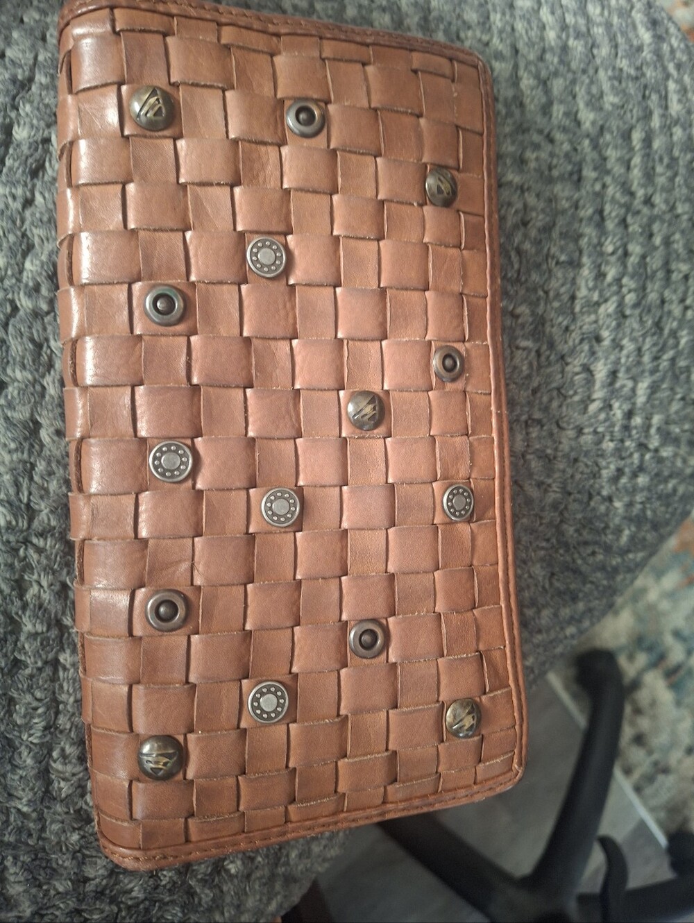 Harbour 2nd Woven Leather Zip Wallet - Brown